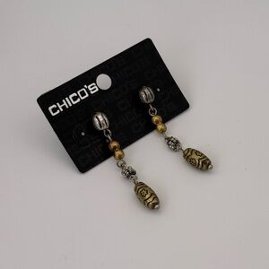 Chico's Gold & Silver Tone Filigree Drop Earrings